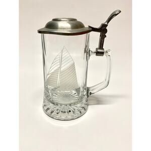 Vintage Old Spice Beer Stein: Columbia 1901 Sailboat Mug with Pewter Lid